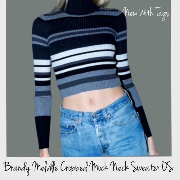 Brandy Melville Cropped Mockneck Sweater OS